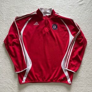Vintage 2000s Adidas Chicago Fire MLS Soccer Training Quarter Zip Jacket Mens XL